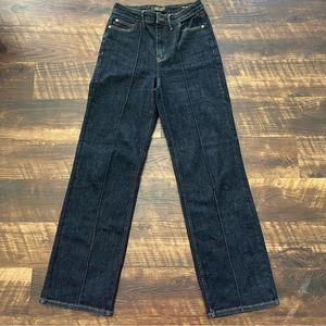 Judy blue high rise dart wide leg front seam indigo wash stretch denim jean 5/27